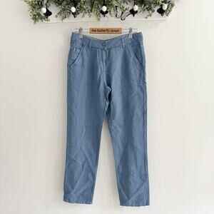 Poetry 100% Linen Blue Straight Leg Pants Size 8 L2003